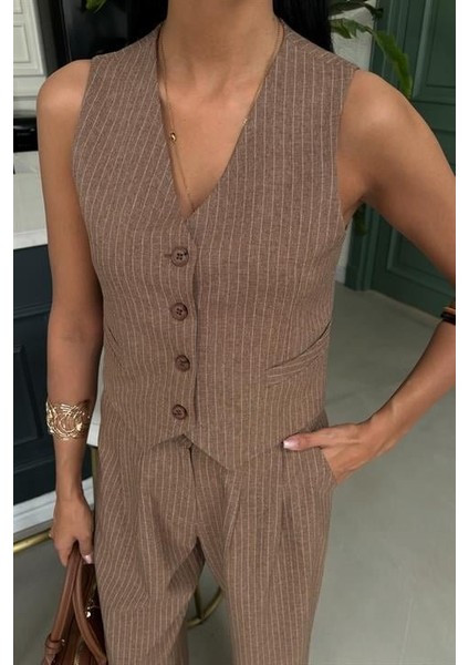 Yelek ve Pantolon Çizgili Double Takım 10017 modelleri