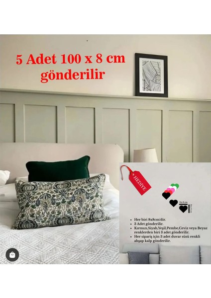 Iskandinav Duvar Çıtası 100 cm x 8 cm Beş Adet Dekoratif Boyanabilir Duvar Dekoru Efsane fiyatları