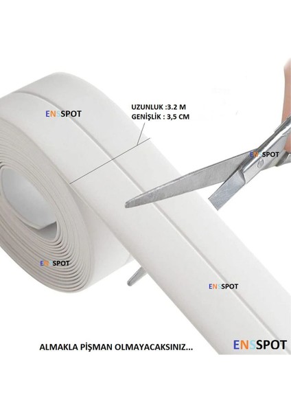 3.2 M Banyo Küvet Mutfak Lavabo Su Sızdırmaz Bant Su Geçirmez Kenar Bandı Sızdırmazlık Bantı (Beyaz fiyatları