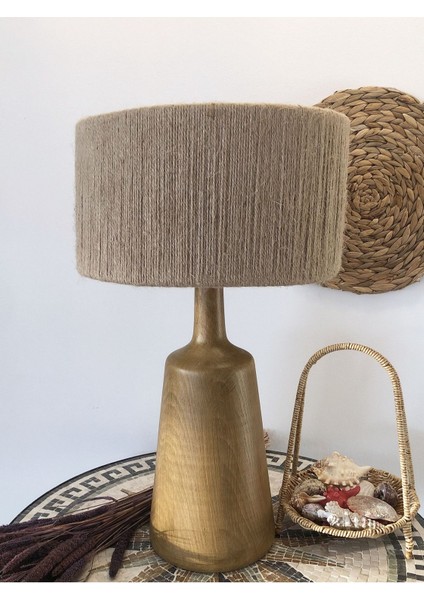 Abajur Rattan Bambu Hasır Jüt Makrome Ahşap Abajur Masa Lambası