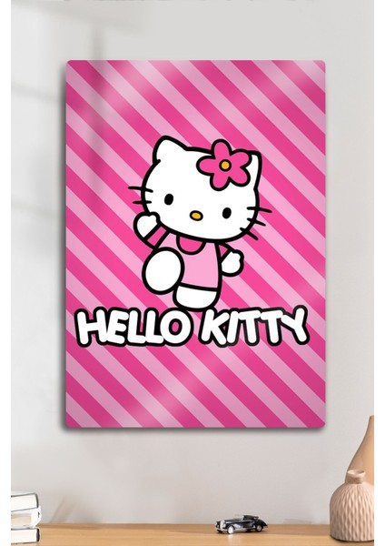 Metal Baskı - Hello Kitty, Pembe Temalı, Parlak Poster