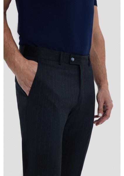 Erkek Antrasit Çizgili Slim Fit Pantolon fiyatları