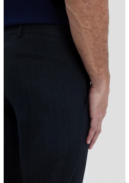 Erkek Antrasit Çizgili Slim Fit Pantolon modelleri
