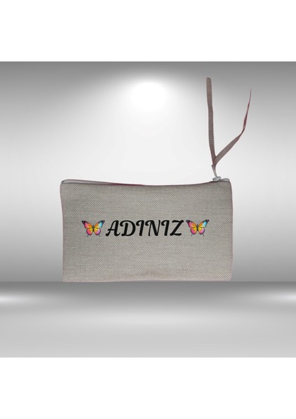 Renkli Kelebekler 3d Görünümlü Kişiye Özel Isim Eklenen Keten El Çantası | Şık Ve Dayanıklı modelleri