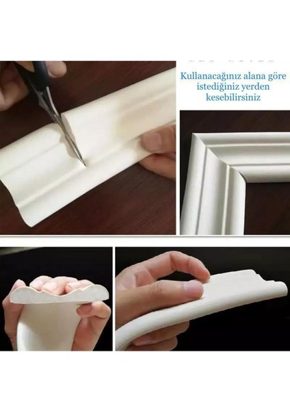 8X110 cm Beyaz Esnek Duvar Çıtası Dekoratif Yapışkanlı Çerçeve Süpürgelik