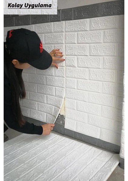 70X7 cm Duvar Paneli Beyaz 3D Dekoratif Kendinden Yapışkanlı Esnek Duvar Kağıdı Kaplama Köpük