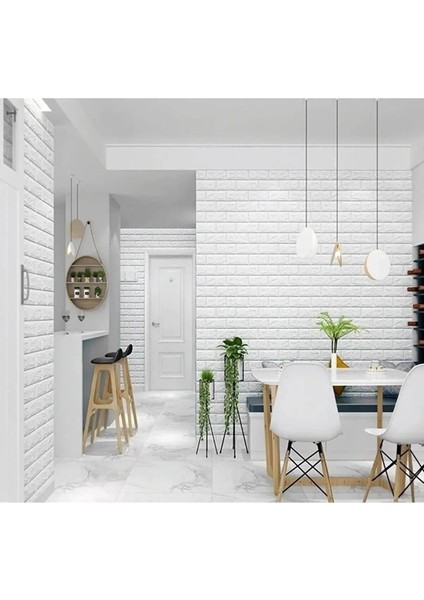 70X7 cm Duvar Paneli Beyaz 3D Dekoratif Kendinden Yapışkanlı Esnek Duvar Kağıdı Kaplama Köpük