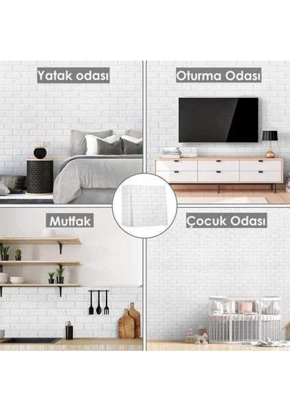 Kendinden Yapışkanlı 70X77 cm Sünger Beyaz Duvar Kağıdı Paneli fırsatları