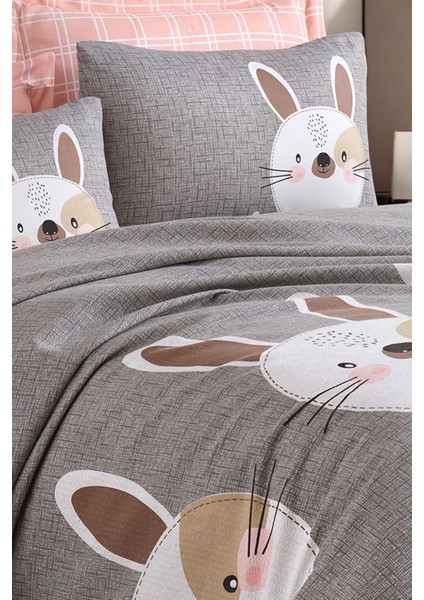 Pike Seti Baskılı Çift Kişilik Bunny A.kahve-Gri-Pembe fiyatları