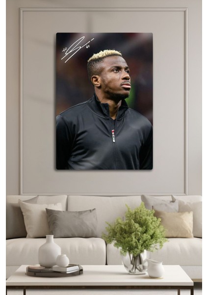 Metal Baskı - Imzalı Victor Osimhen, Taraftar Futbol Poster, Dekoratif Tablo