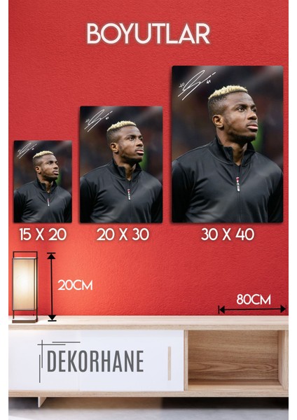 Metal Baskı - Imzalı Victor Osimhen, Taraftar Futbol Poster, Dekoratif Tablo