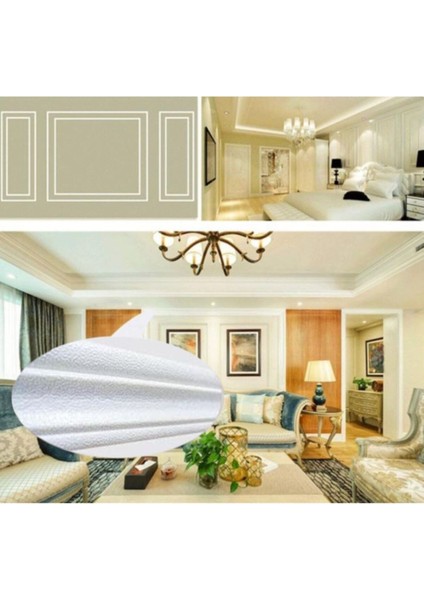 Beyaz 8cm x 225CM 4 Adet Yapışkanlı Çıta Çerçeve Esnek Süpürgelik