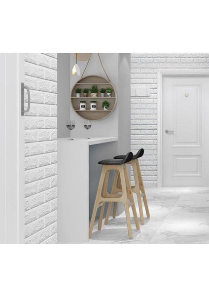 Kendinden Yapışkanlı Duvar Kağıdı Esnek Köpük Paneli 3D Tuğla Desen Beyaz 1 Adet 35X38 cm