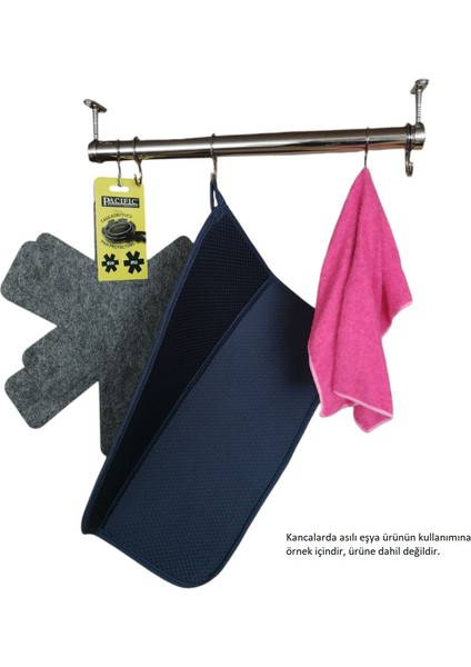 Mutfak Tezgah Üstü 40 cm Yuvarlak Askı Borusu Seti, Tavan Askı Aparatı ve Askı Boru Kancaları ile modelleri