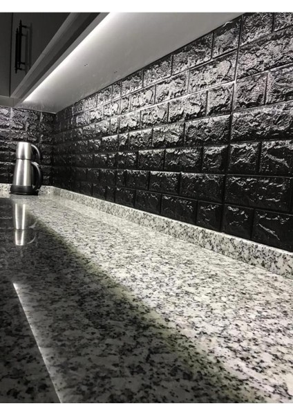 Siyah Silinebilir Kendinden Yapışkanlı Duvar Kağıdı Esnek Panel 3D Tuğla Desen 35X38CM 1 Adet