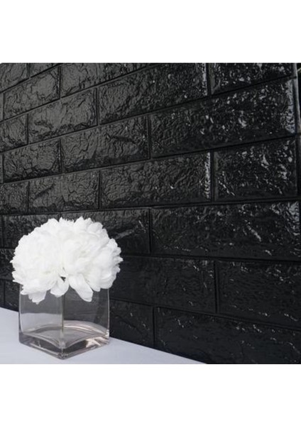 Siyah Silinebilir Kendinden Yapışkanlı Duvar Kağıdı Esnek Panel 3D Tuğla Desen 35X38CM 1 Adet