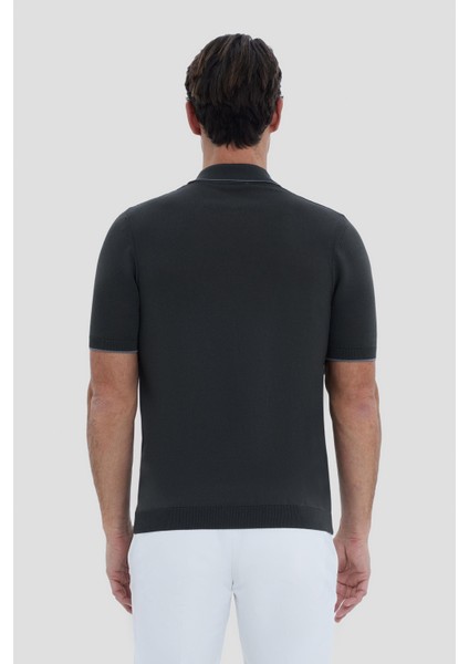 Erkek Yeşil Polo Yaka Örgü Desenli Tişört fırsatları