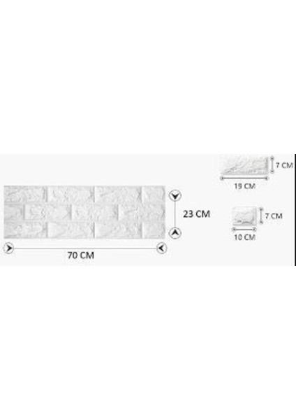 Tek Parça 70X23CM (0,17M2) Beyaz Kendinden Yapışkanlı 3D Duvar Kağıdı Paneli fiyatları