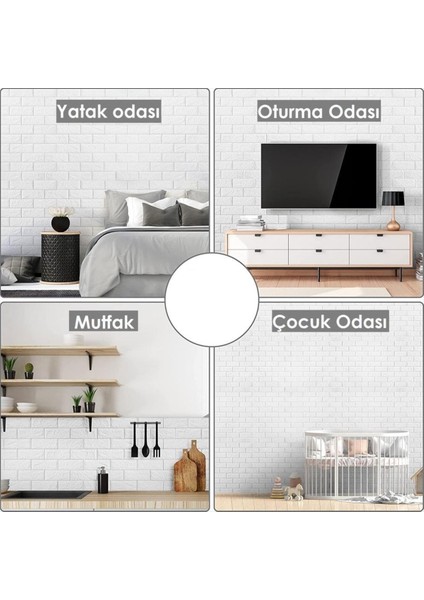 Tek Parça 70X23CM (0,17M2) Beyaz Kendinden Yapışkanlı 3D Duvar Kağıdı Paneli modelleri