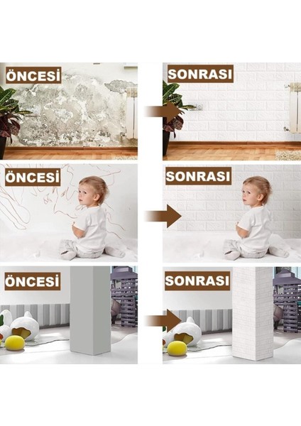 Tek Parça 70X23CM (0,17M2) Beyaz Kendinden Yapışkanlı 3D Duvar Kağıdı Paneli fırsatları