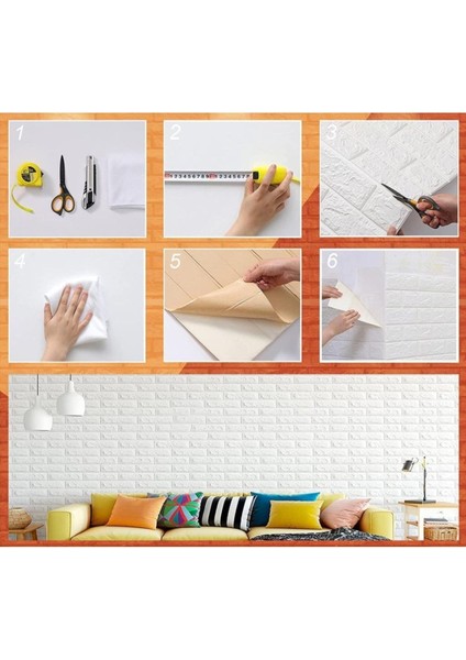 Tek Parça 70X23CM (0,17M2) Beyaz Kendinden Yapışkanlı 3D Duvar Kağıdı Paneli indirimleri