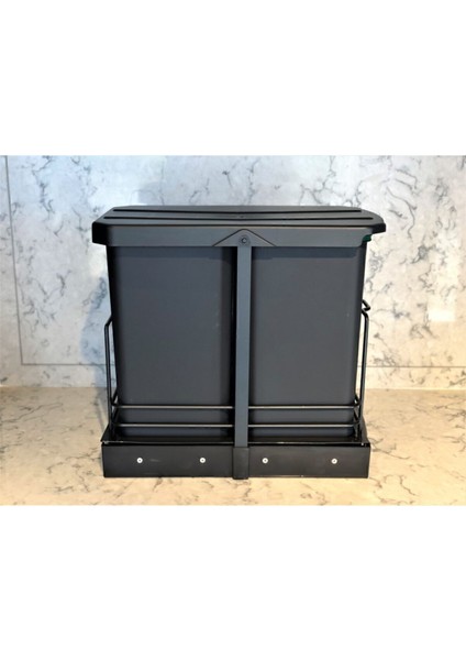 S-2392 Antrasit 12 12 Litre Çöp Kovası Dolap Içi Teleskopik Raylı fiyatları