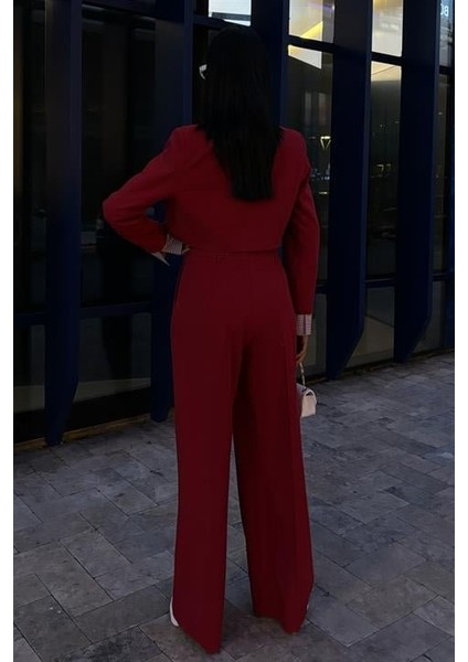 Garni Detaylı Crop Ceketli Takım 10075