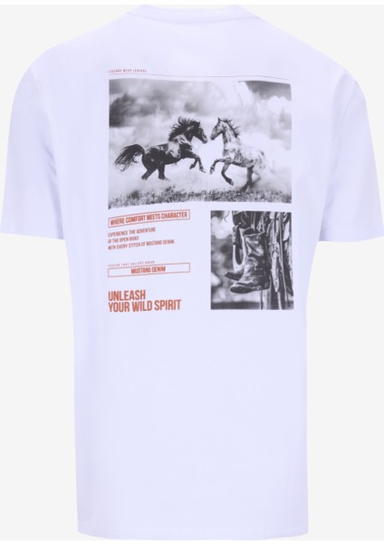 Bisiklet Yaka Baskılı Beyaz Erkek T-Shirt M5SM-TST1295 fiyatları