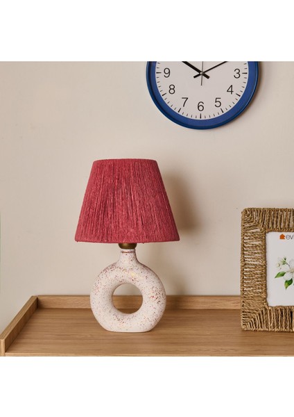 Hmy Design Printemps Handmade Seramik Abajur - Pembe / Beyaz - 42X25X25 cm