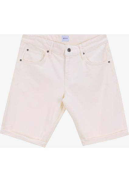 Denim Şort, 34, Beyaz