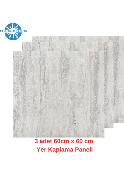 1m2 3 Adet 60X60CM Floor Yapışkanlı Zemin ve Duvar Kaplama Paneli Arkası Kauçuklu Pvc Wc Paneli 607