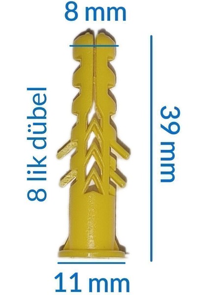 8 mm Plastik Sarı Renkli Dübel (50 Adet) modelleri