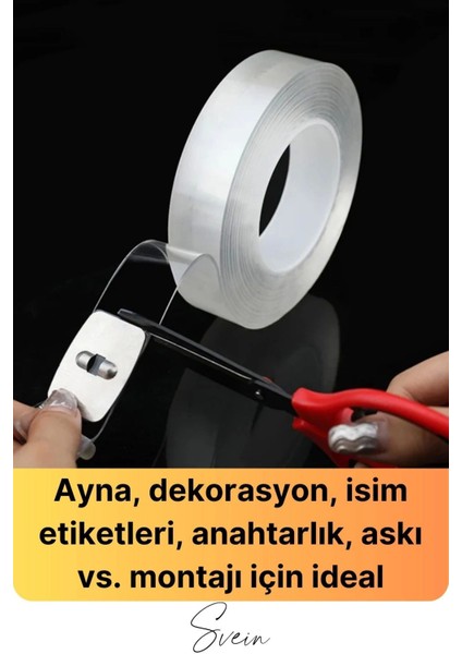 100 kg Şeffaf Çift Taraflı Çok Amaçlı Güçlü Tamir Silikon Bant Dış Mekan Akrilik Bandı 18 Mm-2 mt fırsatları