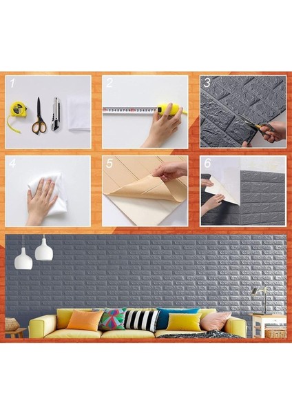 Kendinden Yapışkanlı 3D Duvar Kağıdı Paneli 70X38 cm Gri