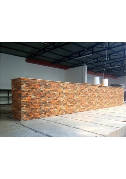 NW47 Kendinden Yapışkanlı Çok Renkli Taş Siyah Kırmızı Sarı Duvar Paneli 70X77 cm 4 Adet