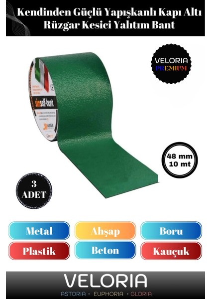 Premium Seri Güçlü Su Geçirmez Sızdırmaz Yeşil Çok Amaçlı Tamir Izolasyon Bandı 48MM x 10M 3 Adet