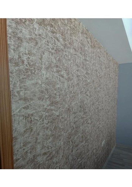 Kendinden Yapışkanlı Salon Antre Mutfak Kaplama Bej Tuğla Duvar Kağıdı Paneli 70X38CM 1 Adet NW125