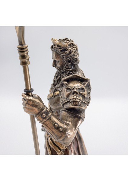 Veronese Yunan Tanrısı Hades Figürü, Bronz El Boyaması, Dekoratif Heykel 13,5 x 11 x 27 cm