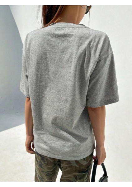 Kadın Classical Baskılı Oversize T-Shirt modelleri