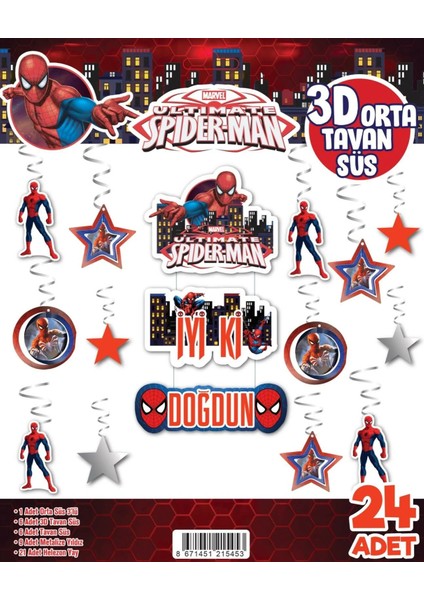 3D 24’lü Tavan Süsü Spiderman