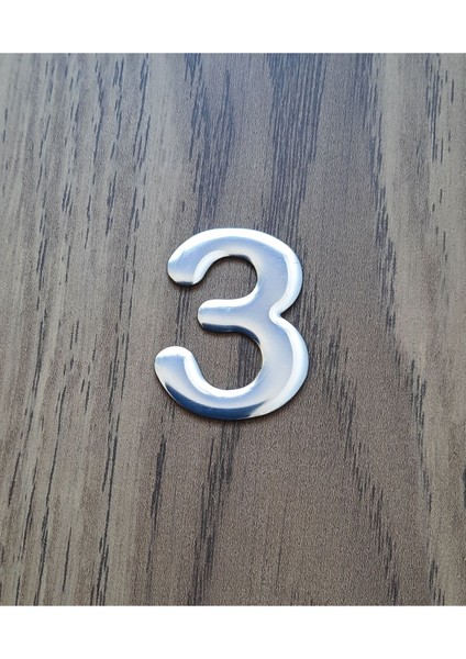 4.2 cm Metal Krom Kendinden Yapışkanlı Kapı Numarası No3