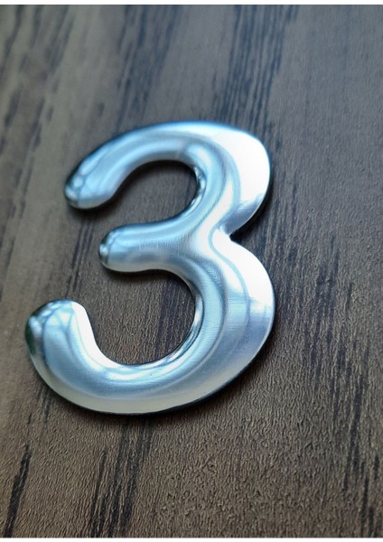 4.2 cm Metal Krom Kendinden Yapışkanlı Kapı Numarası No3