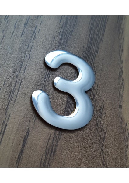 4.2 cm Metal Krom Kendinden Yapışkanlı Kapı Numarası No3