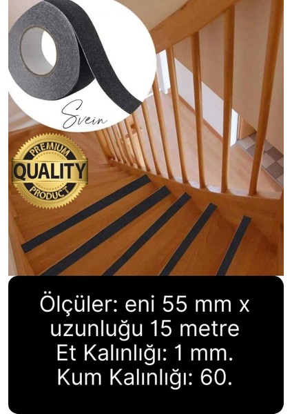 Premium 50MM x 15MT Siyah Kaydırmaz Bant Yapışkanlı Merdiven Basamak Zemin Güçlü Tutunabilen Halı modelleri