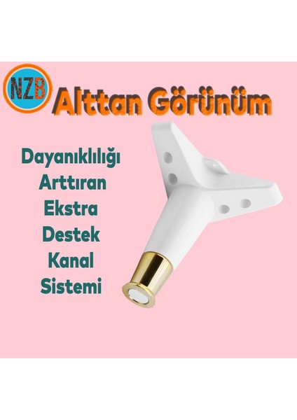 Mobilya Çekyat Kanepe Komidin Sehpa Tv Ünitesi Koltuk Ayağı 15 cm Beyaz Altın Baza Ayak 4 Adet modelleri