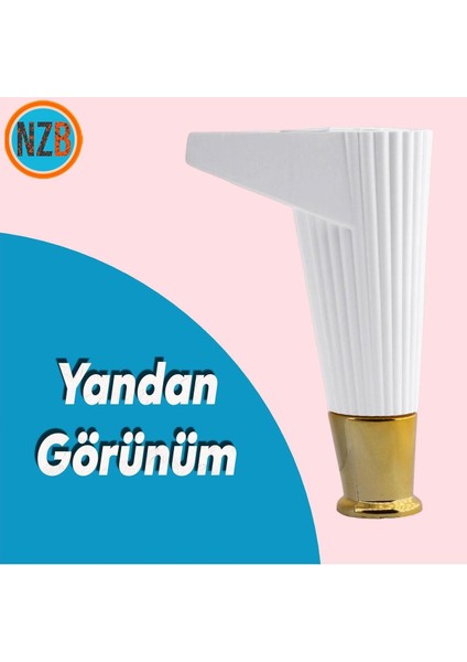 Mobilya Çekyat Kanepe Komidin Sehpa Tv Ünitesi Koltuk Ayağı 15 cm Beyaz Altın Baza Ayak 4 Adet indirimleri