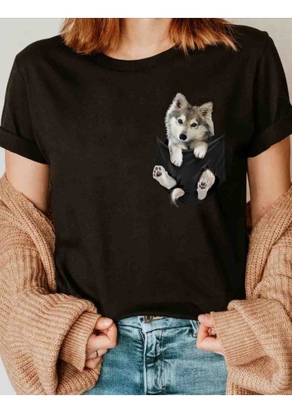 Minik Kurt Baskılı Özel Tasarım Oversize Tshirt