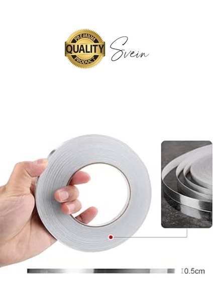 Premium Kendinden Yapışkanlı Gri Gümüş Renk Fayans Derz Arası Izolasyon Bandı Dekoratif Bant 0,5 cm