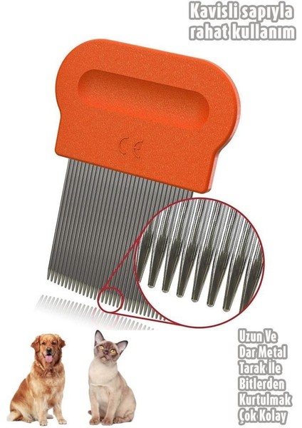 2 Adet Kedi Köpek Tüy Bit Pire Toplayıcı Toplama Temizleme Tarağı Uzun Telli Tarak