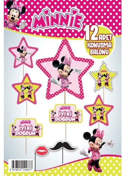 12LI Konuşma Balonu Minnie Mouse